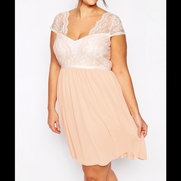 Asos Curve Scalloped Lace Dress Wedding NWT Sz 14 - Picture 2 of 8
